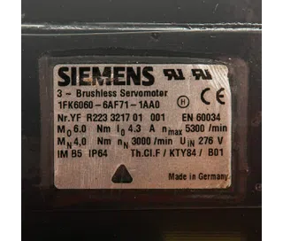 1FK6060-6AF71-1AA0 Servo motor Siemens 2A Refurbished_4