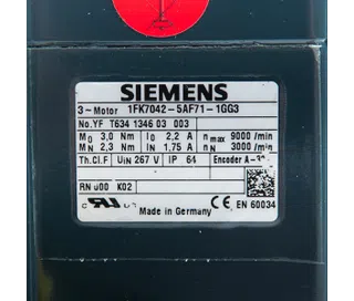 1FK7042-5AF71-1GG3 SIEMENS SIMOTICS S Synchronous Servo motor 3.0Nm 100K 3000rpm 0.82kW 2A Refurbished_4