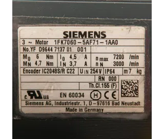 1FK7060-5AF71-1AA0 Servo motor Siemens 2A Refurbished_4