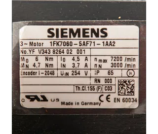 1FK7060-5AF71-1AA2 Servo motor Siemens 2A Refurbished_4