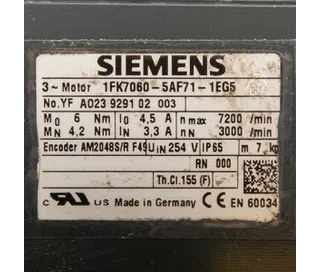 1FK7060-5AF71-1EG5 Servo motor Siemens 2A Refurbished_4