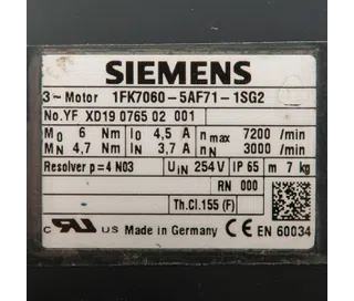 1FK7060-5AF71-1SG2 Servo motor Siemens 2A Refurbished_4